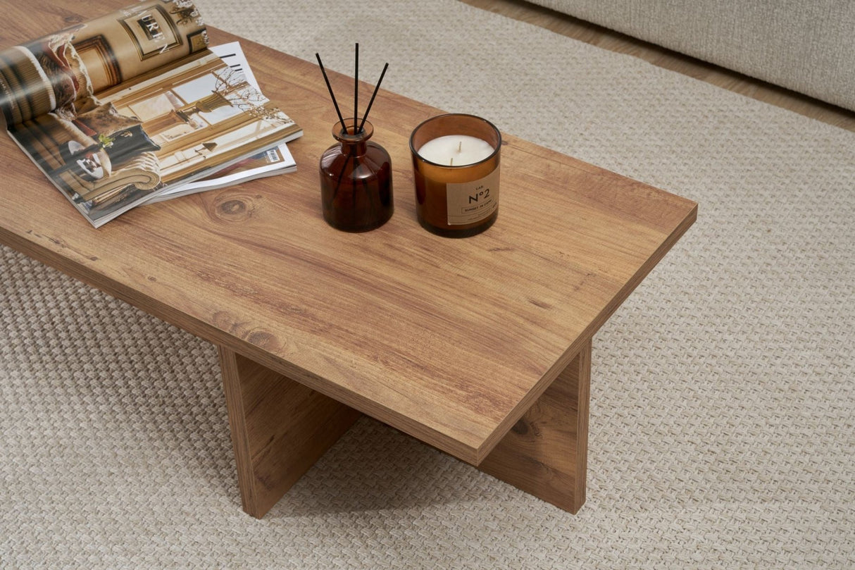 Salontafels - Rechthoekige salontafel dennenhout melamine - 120x45x30 cm - Portland - Dimehouse