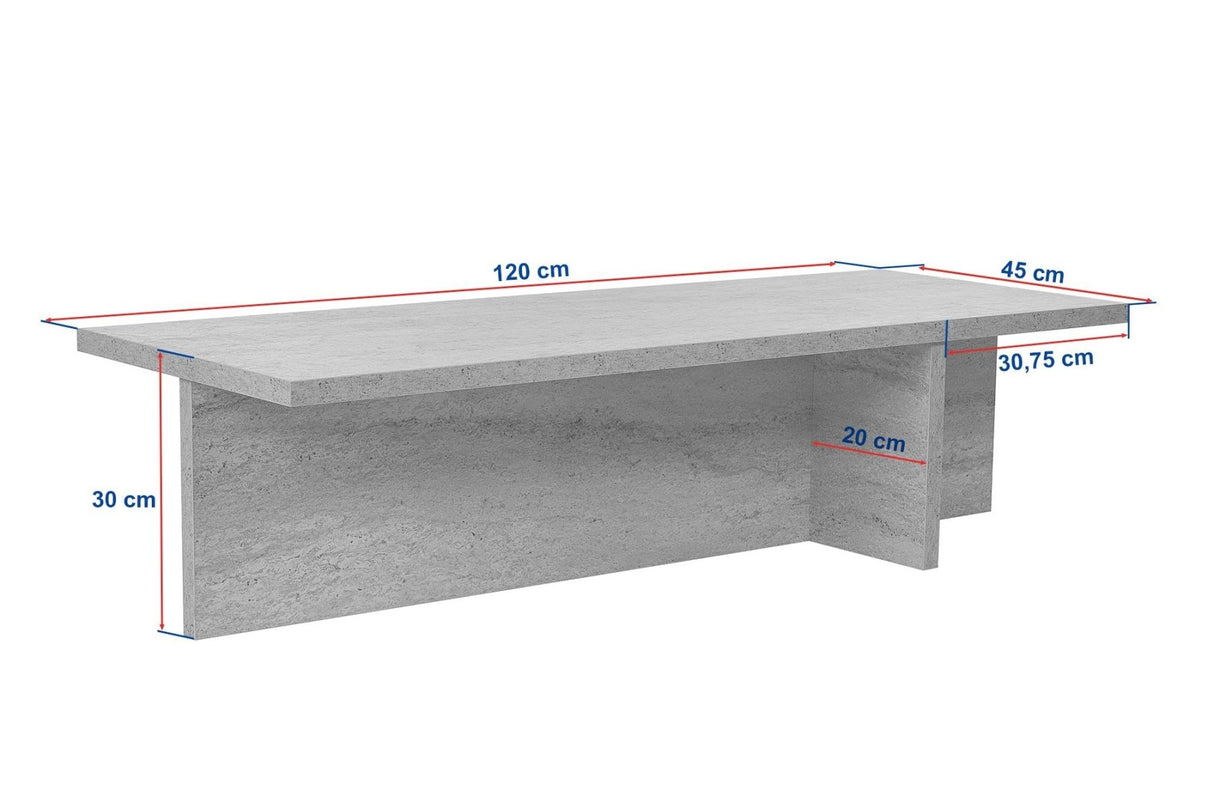 Salontafels - Rechthoekige salontafel dennenhout melamine - 120x45x30 cm - Portland - Dimehouse