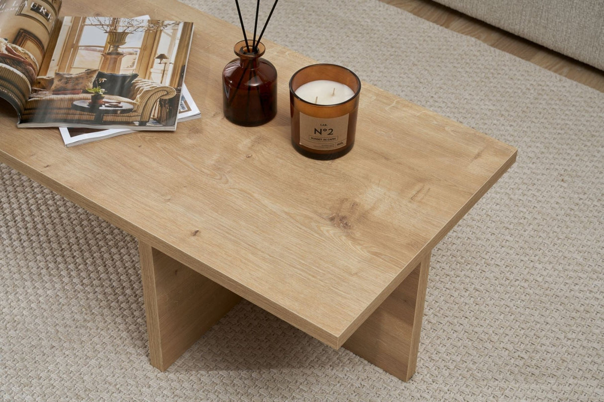 Salontafels - Rechthoekige salontafel Eiken melamine - 120x45x30 cm - Portland - Dimehouse