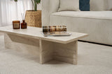 Salontafels - Rechthoekige salontafel travertin melamine - 120x45x30 cm - Portland - Dimehouse