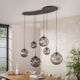 Hanglampen - Industriële Hanglamp Nova Zwart 6 - lichts Balk 135 cm - Dimehouse