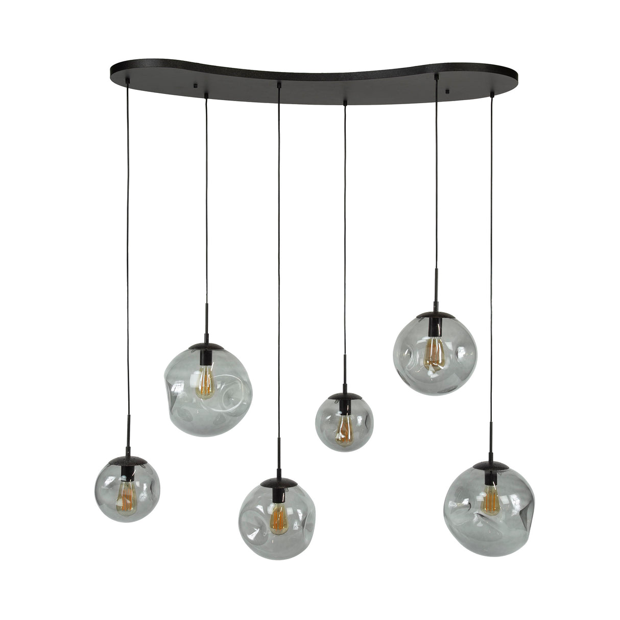 Hanglampen - Industriële Hanglamp Nova Zwart 6 - lichts Balk 135 cm - Dimehouse