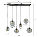 Hanglampen - Industriële Hanglamp Nova Zwart 6 - lichts Balk 135 cm - Dimehouse