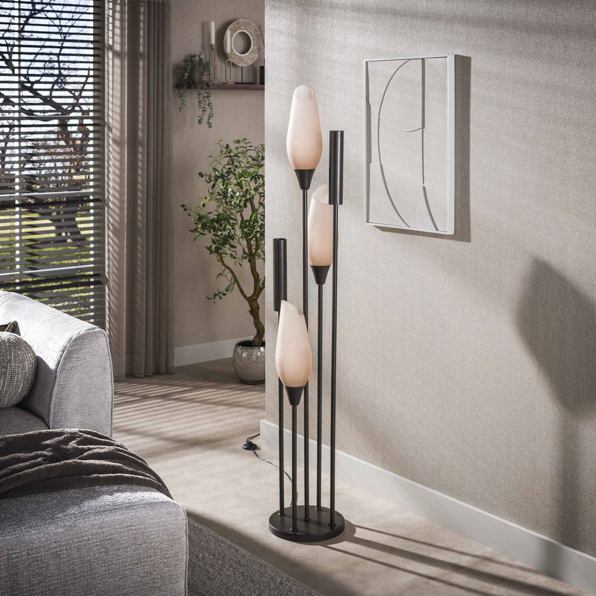 Stehlampe Cocoon 5-hellbraun gefrostet