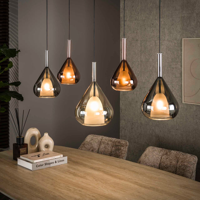 Hanglampen - Moderne Hanglamp Noxen 5 - lichts Gekleurd Glas - Dimehouse