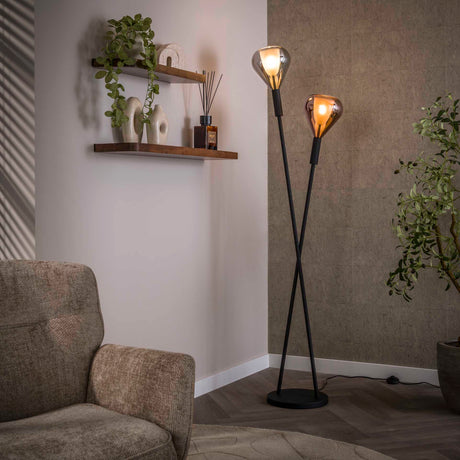 Vloerlampen - Moderne Vloerlamp Noxen 2 - lichts Zwart - Dimehouse