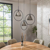 Hanglampen - Hanglamp Niaz 3 - lichts tapse kap getrapt smoke grey glas - Dimehouse