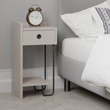 Nachtkastjes - Nachtkastje Sirius Left Mokka Melamine 32x61x30 cm - Dimehouse