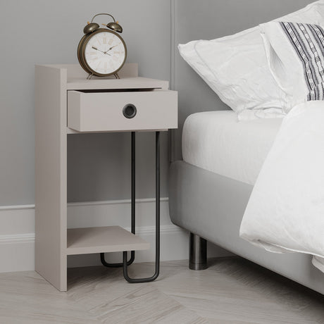 Nachtkastjes - Nachtkastje Sirius Left Mokka Melamine 32x61x30 cm - Dimehouse