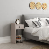 Nachtkastjes - Nachtkastje Sirius Left Mokka Melamine 32x61x30 cm - Dimehouse