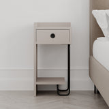 Nachtkastjes - Nachtkastje Sirius Left Mokka Melamine 32x61x30 cm - Dimehouse