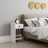 Nachtkastjes - Nachtkastje Sirius Left Wit Melamine 32x61x30 cm - Dimehouse