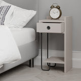 Nachtkastjes - Nachtkastje Sirius Rechts Mokka Melamine 32x61x30 cm - Dimehouse