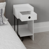 Nachtkastjes - Nachtkastje Sirius Rechts Wit Melamine 32x61x30 cm - Dimehouse