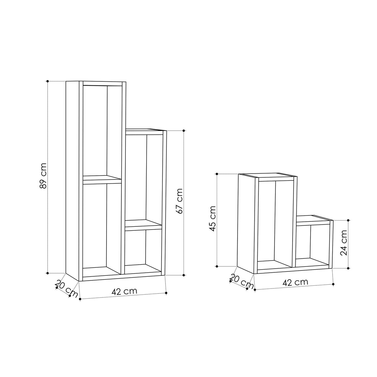 Boekenkasten - Modulaire vakkenkast wit melamine Sule 42x89x20 cm - Dimehouse