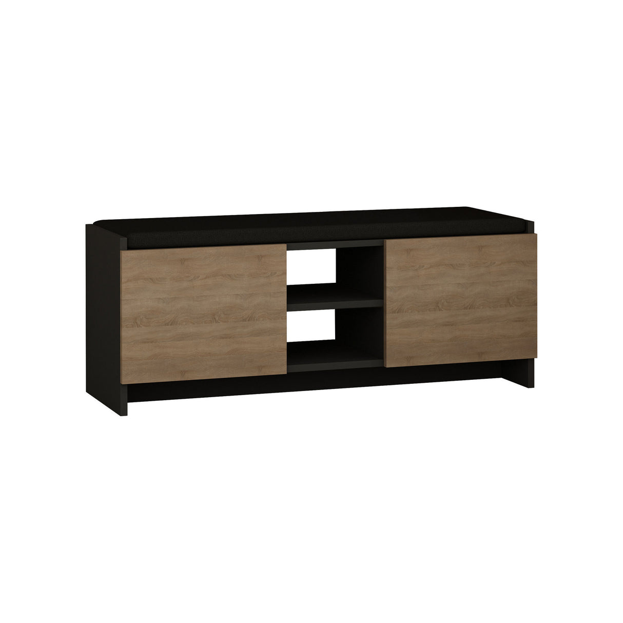 Schoenenkasten - Schoenenkast Eiken met antraciet Melamine - zes vakken - 110x43x37 cm - Zulla - Dimehouse