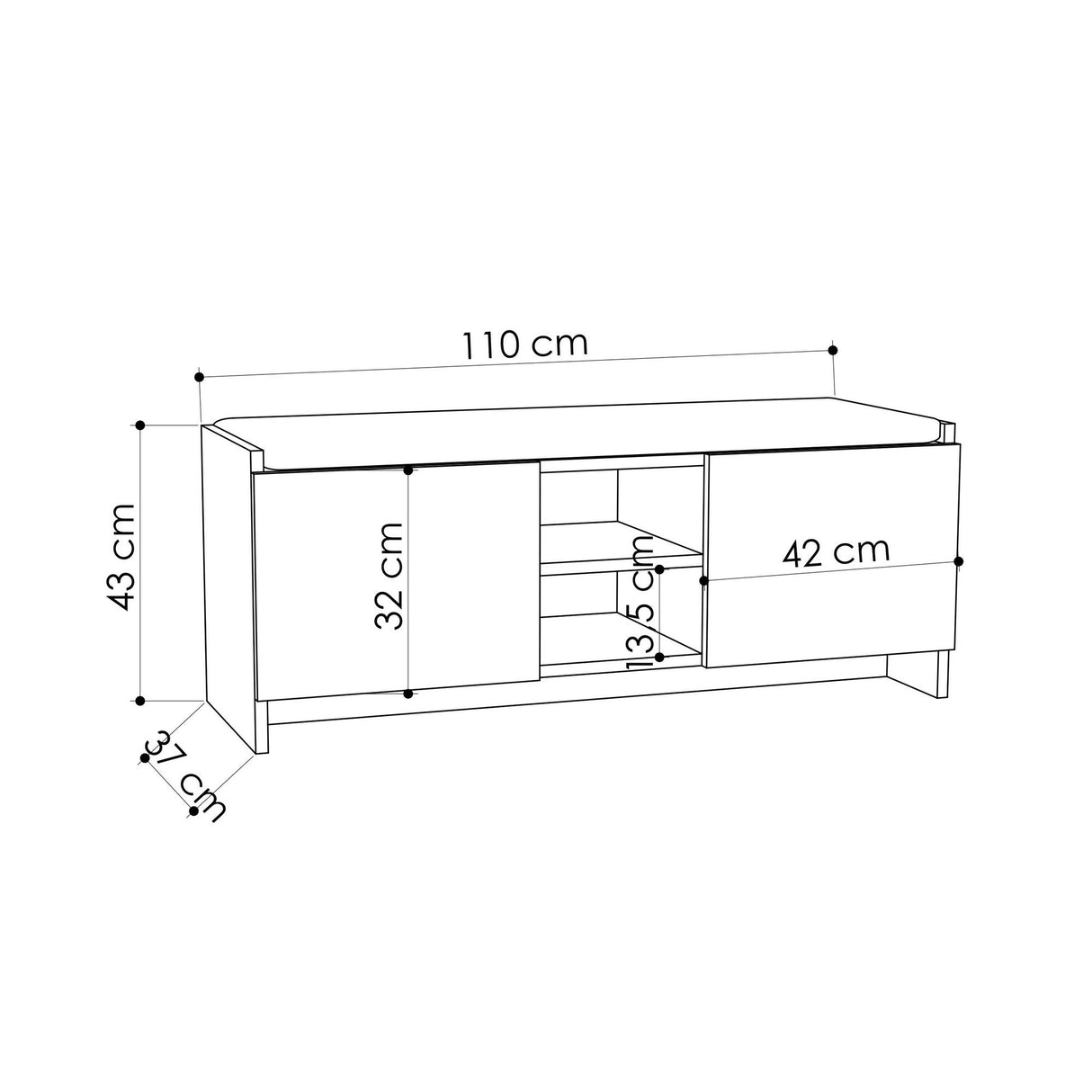 Schoenenkasten - Schoenenkast Wit Melamine - zes vakken - 110x43x37 cm - Zulla - Dimehouse