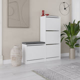Schoenenkasten - Schoenenkast Dude Wit Melamine 105x118,5x26 cm - Dimehouse
