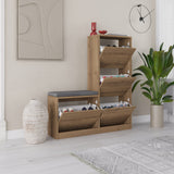 Schoenenkasten - Schoenenkast Dude Naturel Melamine 105x118,5x26 cm - Dimehouse