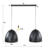 Hanglampen - Industriële Hanglamp Kylian 2 - lichts Metaal Zwart - Dimehouse