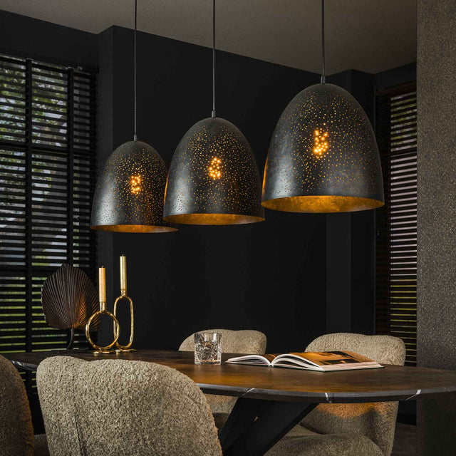 Hanglampen - Industriële Hanglamp Kylian 3 - lichts Metaal Zwart - Dimehouse