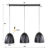 Hanglampen - Industriële Hanglamp Kylian 3 - lichts Metaal Zwart - Dimehouse
