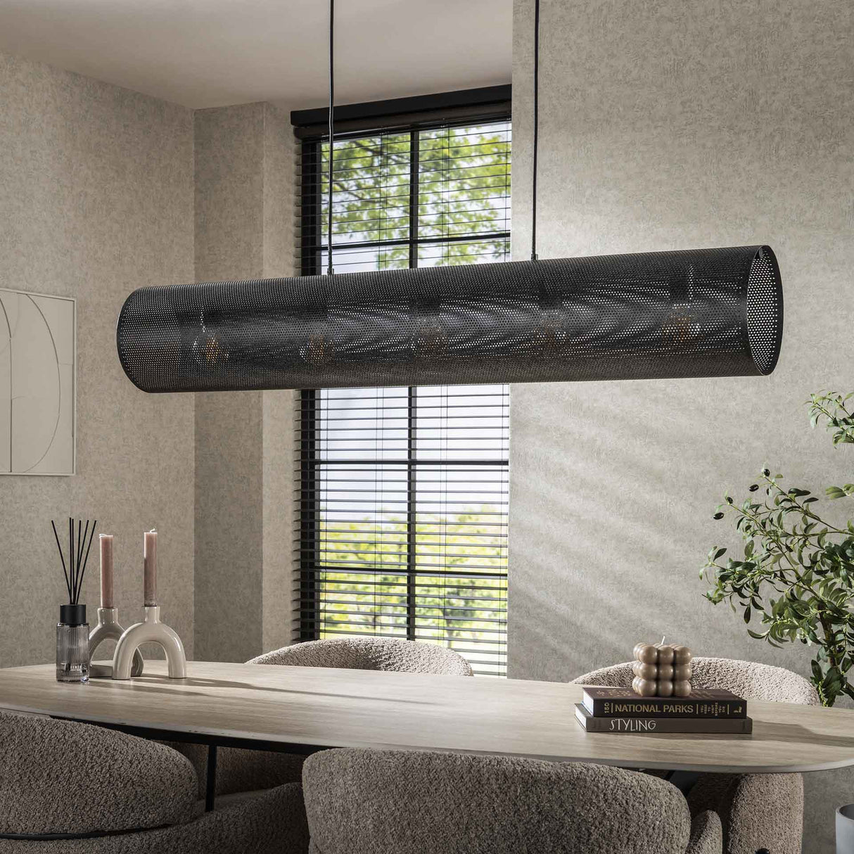 Hanglampen - Hanglamp Knox 5 - lichts mesh zwart - Dimehouse