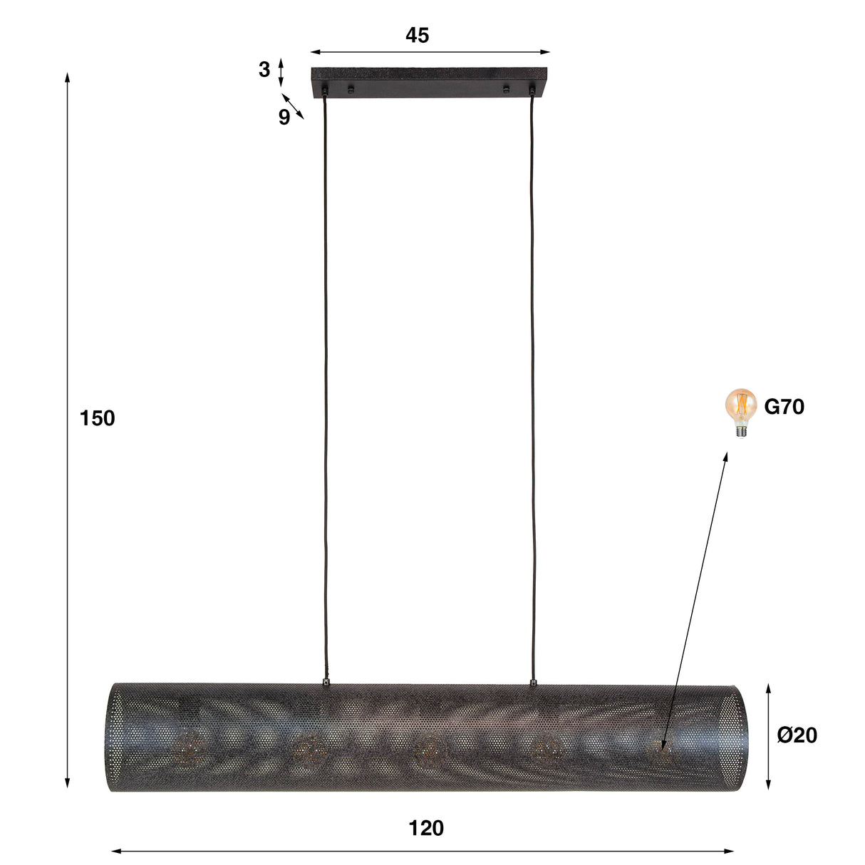 Hanglampen - Hanglamp Knox 5 - lichts mesh zwart - Dimehouse