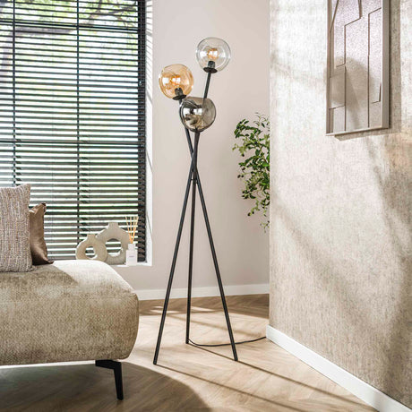 Vloerlampen - Vloerlamp Nova 3 - lichts Zwart met Globes - Dimehouse