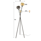 Vloerlampen - Vloerlamp Nova 3 - lichts Zwart met Globes - Dimehouse