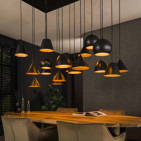 Hanglampen - Hanglamp Kane 18 - lichts metaal zwart - Dimehouse