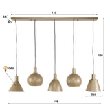 Hanglampen - Hanglamp Sienna 5 - lichts Beige 120 cm - Dimehouse