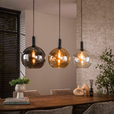 Hanglampen - Hanglamp 3 - lichts gekleurd glas zwart metaal Valeo 115 cm - Dimehouse