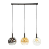Hanglampen - Hanglamp 3 - lichts gekleurd glas zwart metaal Valeo 115 cm - Dimehouse