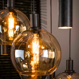 Hanglampen - Hanglamp 9 - lichts gekleurd glas zwart metaal Valeo 110 cm - Dimehouse