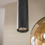 Hanglampen - Hanglamp 5 - lichts getrapt gekleurd glas zwart metaal Valeo - Dimehouse