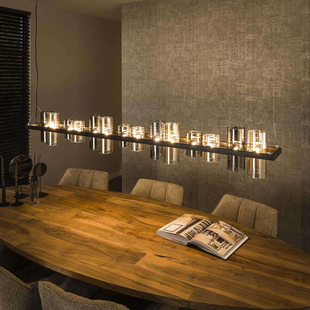Hanglampen - Hanglamp Khai 14 - lichts cilinder gemixt glas - Dimehouse
