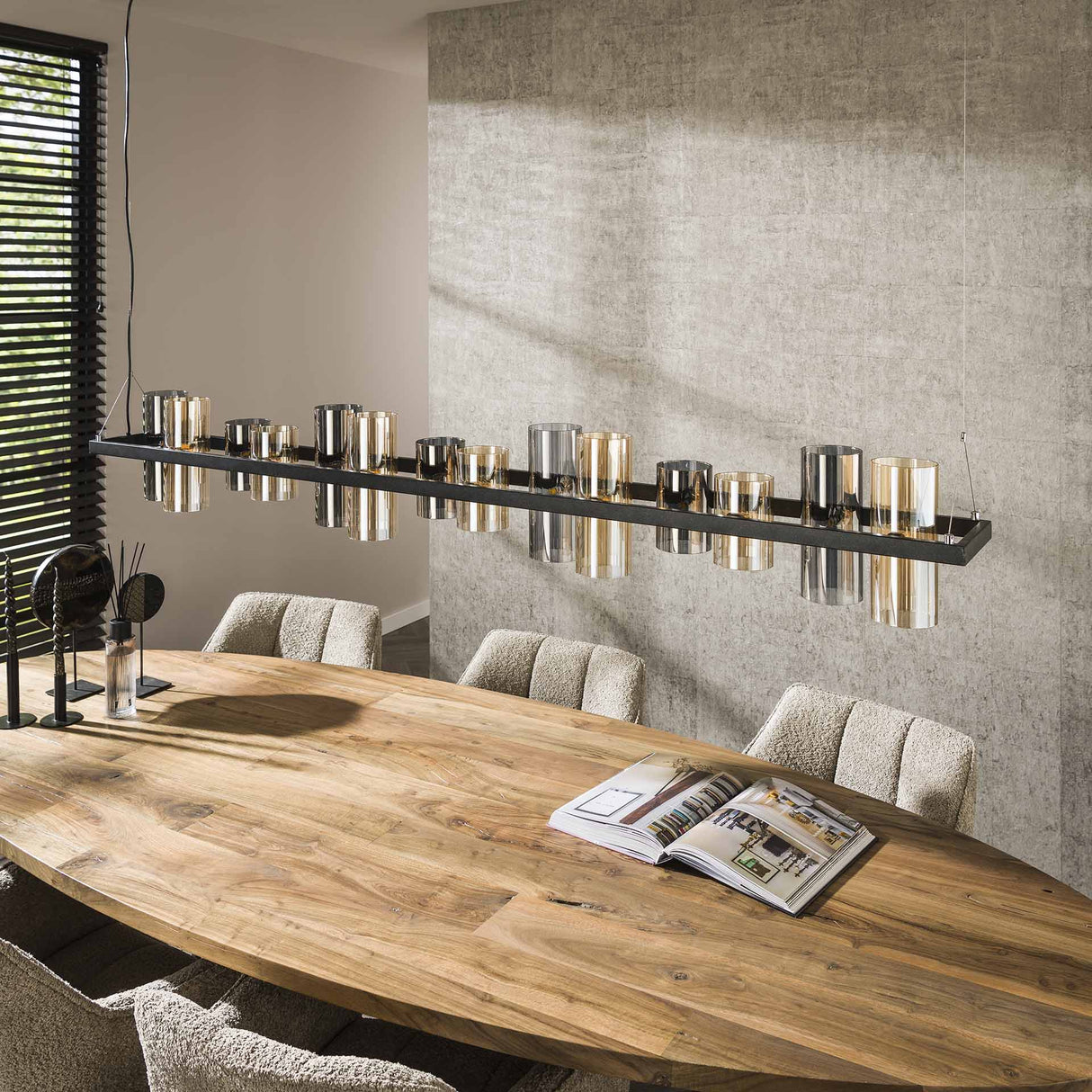 Hanglampen - Hanglamp Khai 14 - lichts cilinder gemixt glas - Dimehouse