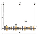 Hanglampen - Hanglamp Khai 14 - lichts cilinder gemixt glas - Dimehouse