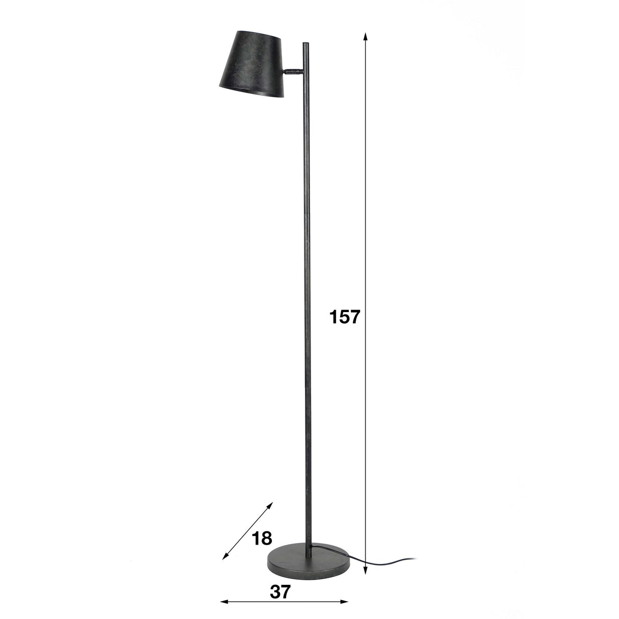 Stehleuchte Sienna DH Interior Anthrazit LxBxH 61x32x25 Metall Weiß Fotogrößenangabe