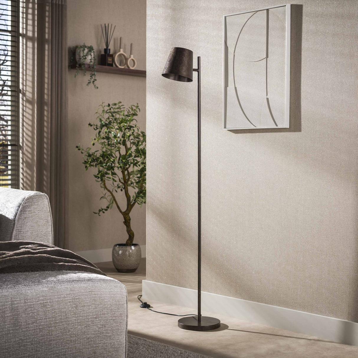 Vloerlampen - Industriële vloerlamp Sienna metaal bruin - Dimehouse