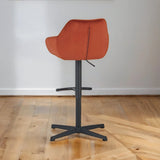 Barkrukken - Venom Barkruk Copper Velvet - Verstelbare Draaibare Barstoel met Armleuning - Dimehouse