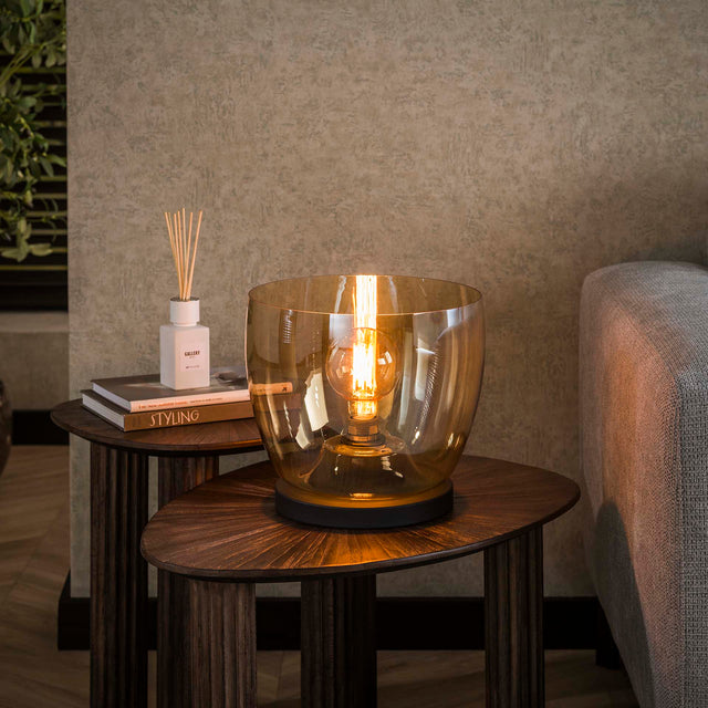 Vloerlampen - Vloerlamp Dain UP L Amberkleurig glas - Dimehouse