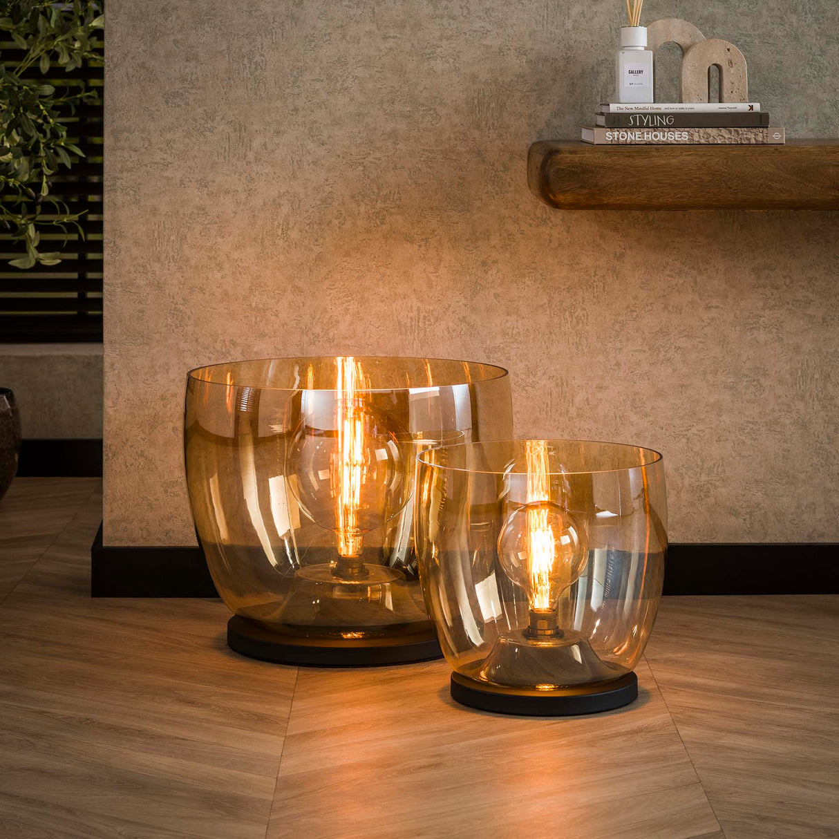 Vloerlampen - Vloerlamp Dain UP XL Amberkleurig glas - Dimehouse