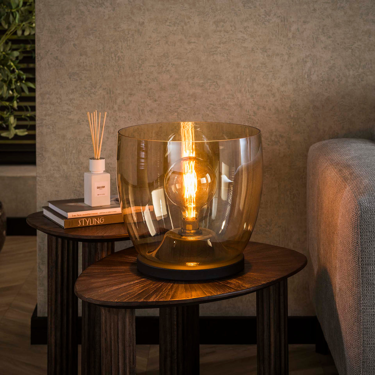 Vloerlampen - Vloerlamp Dain UP XL Amberkleurig glas - Dimehouse