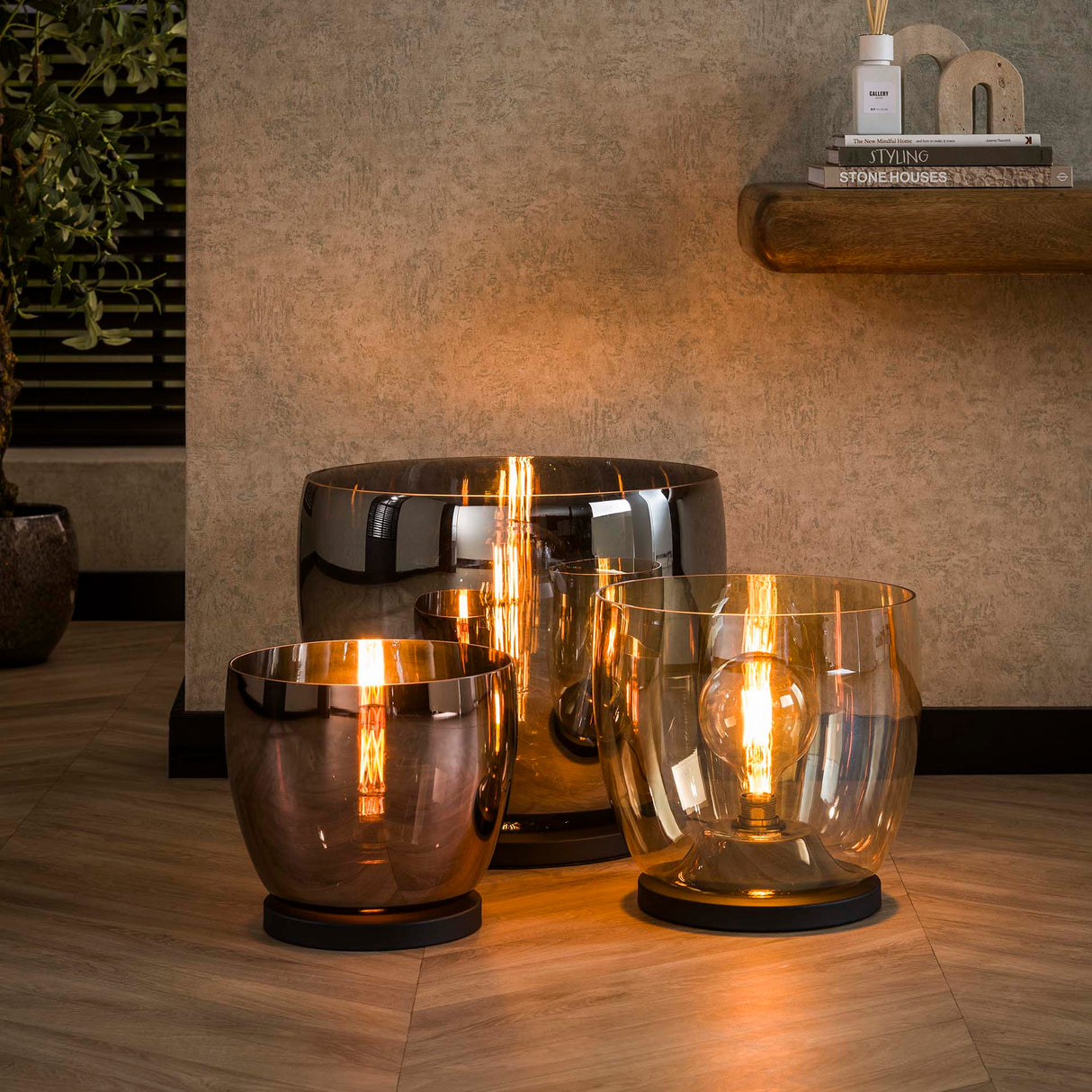 Vloerlampen - Vloerlamp Dain UP XXL Koperkleurig glas - Dimehouse