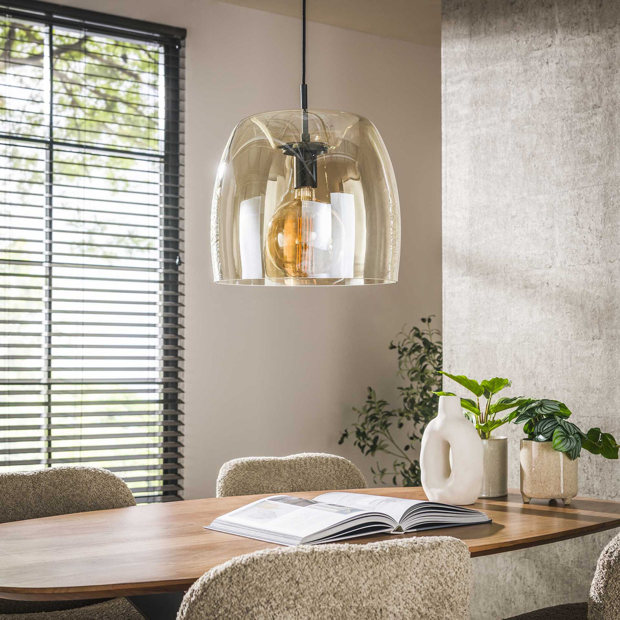 Hanglampen - Hanglamp Dain 1 - lichts Amberkleurig Glas - Dimehouse