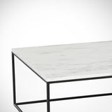 Salontafels - Vierkante salontafel wit Marmerlook - 75x75 cm - Pola - Dimehouse