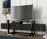 TV Meubels - TV Meubel Bianco Zwart Goud Melamine 160x49,8x46,1 cm - Dimehouse
