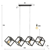 Hanglampen - Hanglamp Drew 4 - lichts kubus zwart - Dimehouse